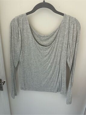 Carly Jean Los Angeles Light Gray Draped Long Sleeve Top